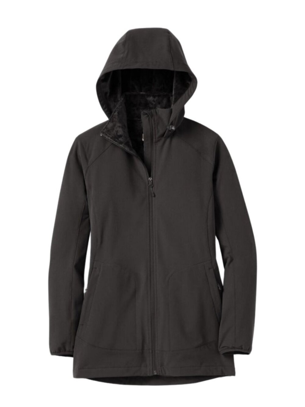 Duluth Trading Frostmite Parka Coat Jacket Womens Large L Black Faux Fur 85810
